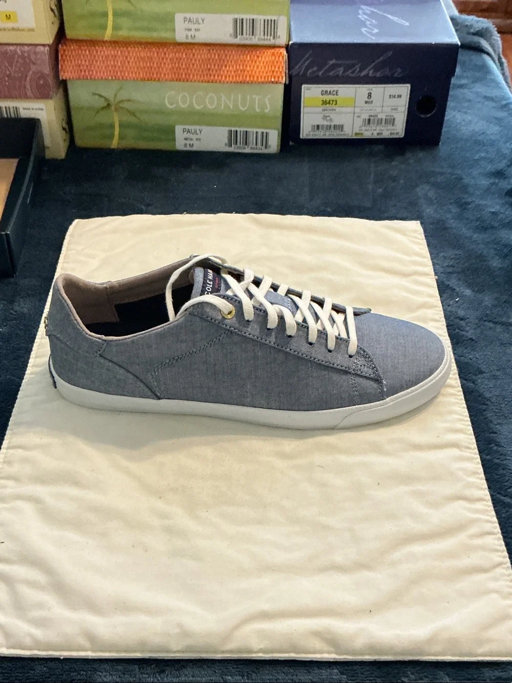 Cole Haan Chambray Low-Top Sneakers in Light Blue with White Sole